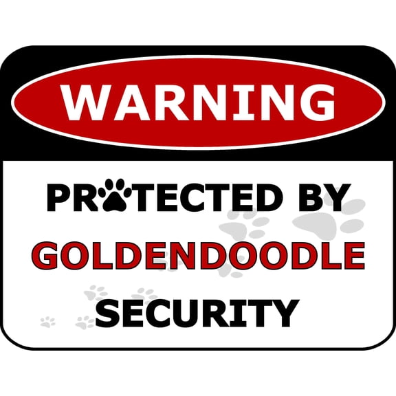 PCSCP Warning Protected by Goldendoodle Security 11.5 inch by 9 inch Laminated Dog Sign