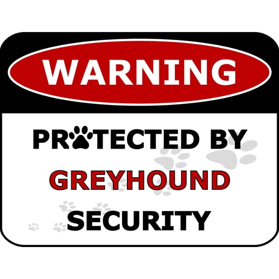 PCSCP Warning Protected by Greyhound Security 11.5 inch by 9 inch Laminated Dog Sign