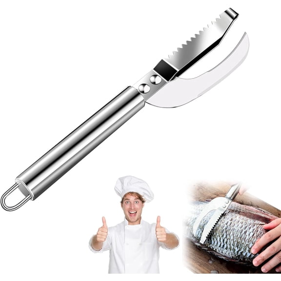 PCTC Stainless Steel Fish Maw Knife,3 In 1 Fish Maw Knife, Multifunction Fish Scale Knife fish scale remover Household Kitchen Fish Scale Tool