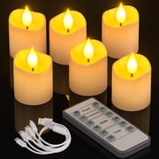 PChero Rechargeable Flameless Candles with Remote Timer, 6pcs Flickering LED Votive Candles Battery Operated, Small Electric Fake Tea Lights Candle for Hallowee