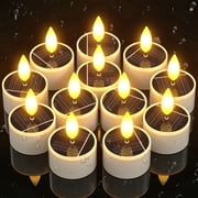PChero Solar Candles Outdoor Waterproof 12pcs Dusk to Dawn Solar Tea Lights Flickering Flameless Rechargeable Candles Reusable LED Tealight for Lantern Outside Garden Home Decor 1.5x2.1