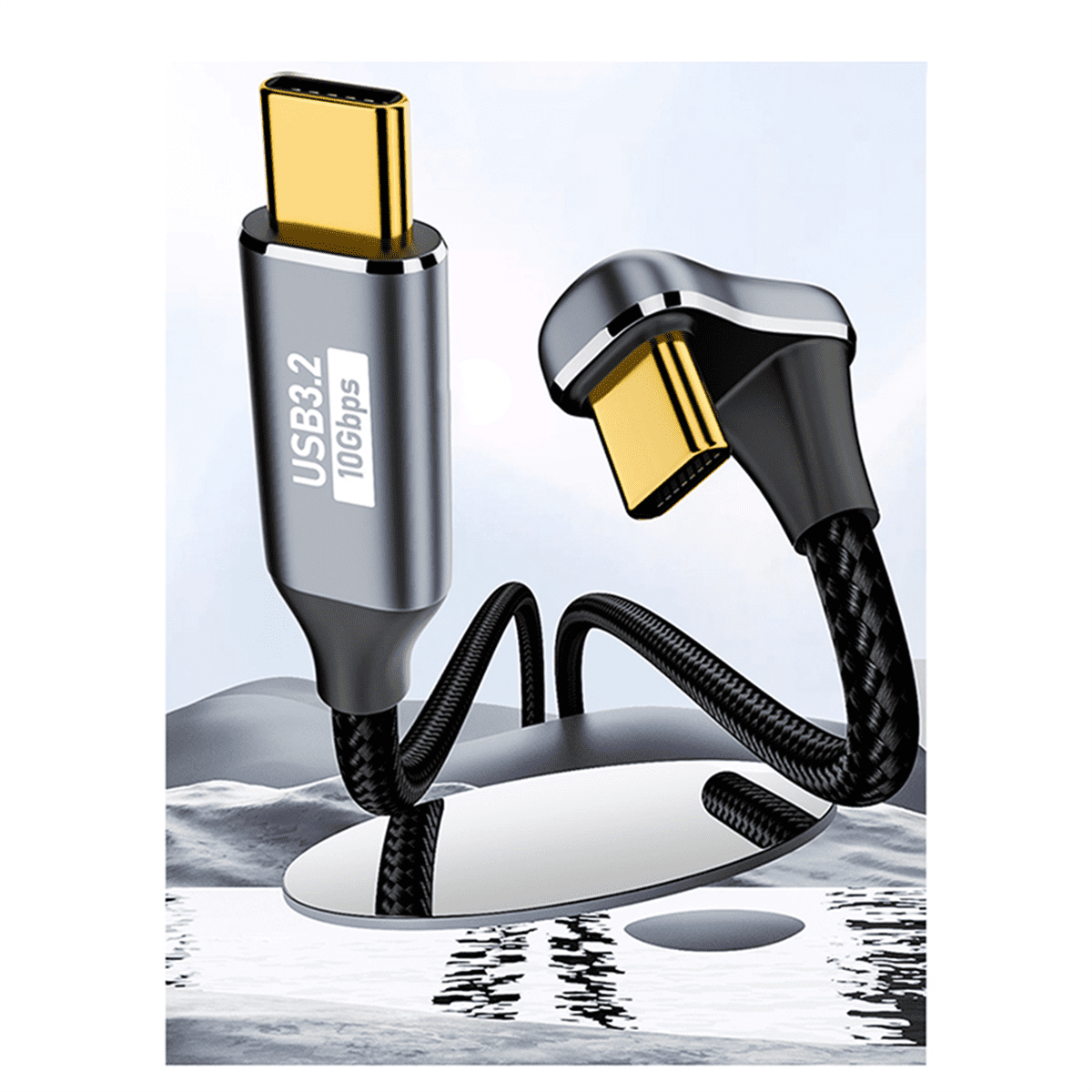 PD 100W USB C to Type C Elbow OTG Data Cord Cable USB 3.2 Gen 2 10Gbps