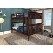 PD-123-3CP Full Size Mission Bunkbed with Slat-Kits Mattress Ready - Dark Cappuccino