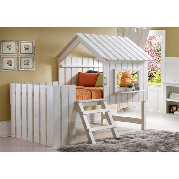 PD-1350TLRP Twin Size Cabana Loft Bed - Rustic Pearl