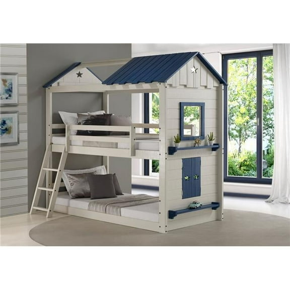PD-1580TTLGB Twin Over Star Gaze Bunk Bed, Grey & Blue