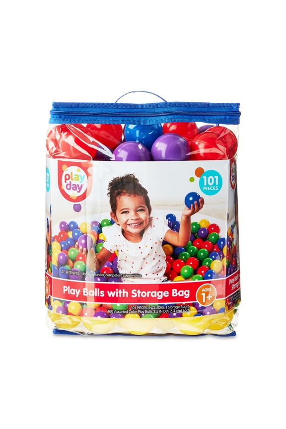 100 Multi-Colored Plastic Play Balls 2.5", 1 Years and Up