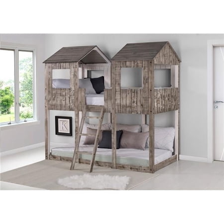 PD-3225TTRDW Twin Over Tower Bunk Bed, Rustic White