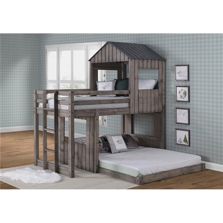 PD-3344TFRDG Twin over Full Campsite Loft, Rustic Dark Grey