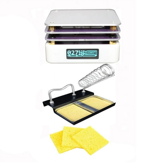 PD 65W Mini Hot Plate Preheater LED Display PCB Board Soldering Heating Plate Preheating Platform Repair Tools-B,1 x Hot Plate Preheater 3 x Clean Sponge 1 x Soldering Iron Bracket,White