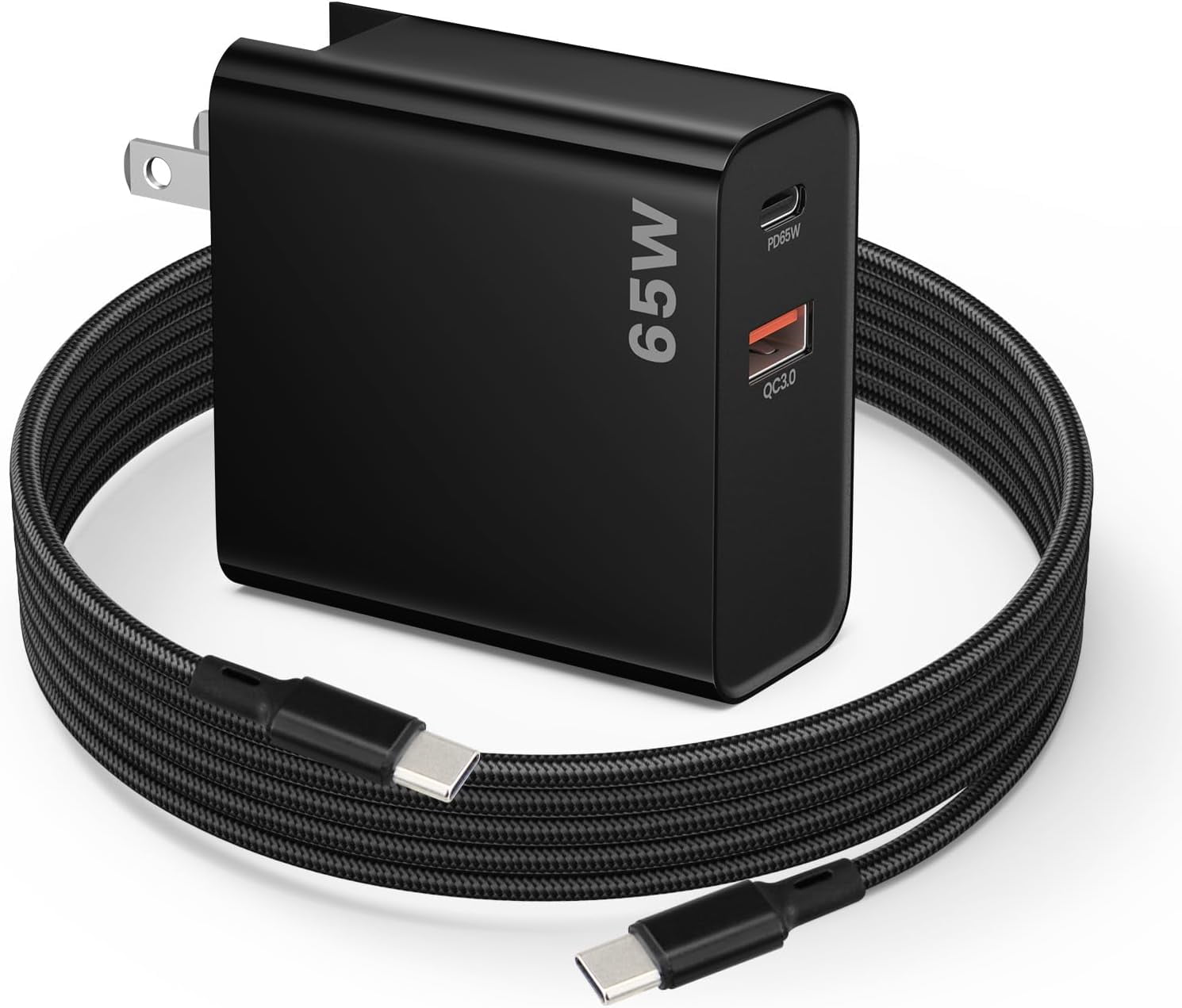 PD 65W USB C Fast Charger for DJI Neo, Air 3S, Mini 4K, 2 SE, Avata 2, Mavic 3 Drones - Dual Port USB + Type C Wall Charger with C to C Charging Cable for DJI FPV Accessories, 6ft Long