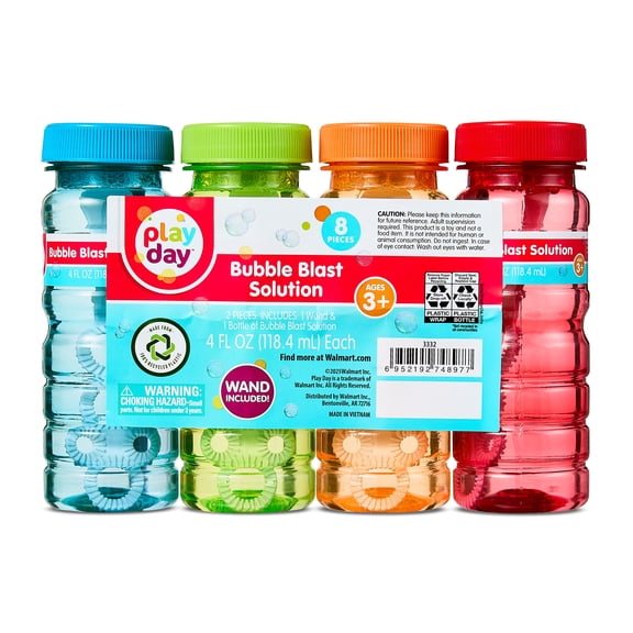 Play Day Bubble Blast Solution, 4 fl oz, 8 Count
