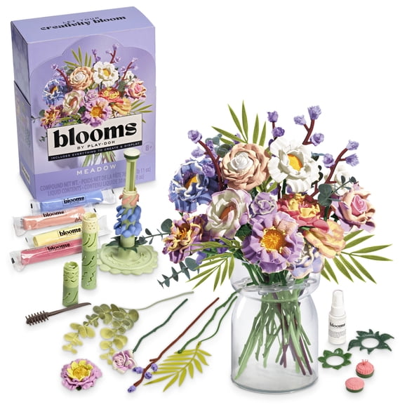 Blooms by Play-Doh Meadow Flower Bouquet Arts & Crafts Kit for Adults, Home & Desk Dcor