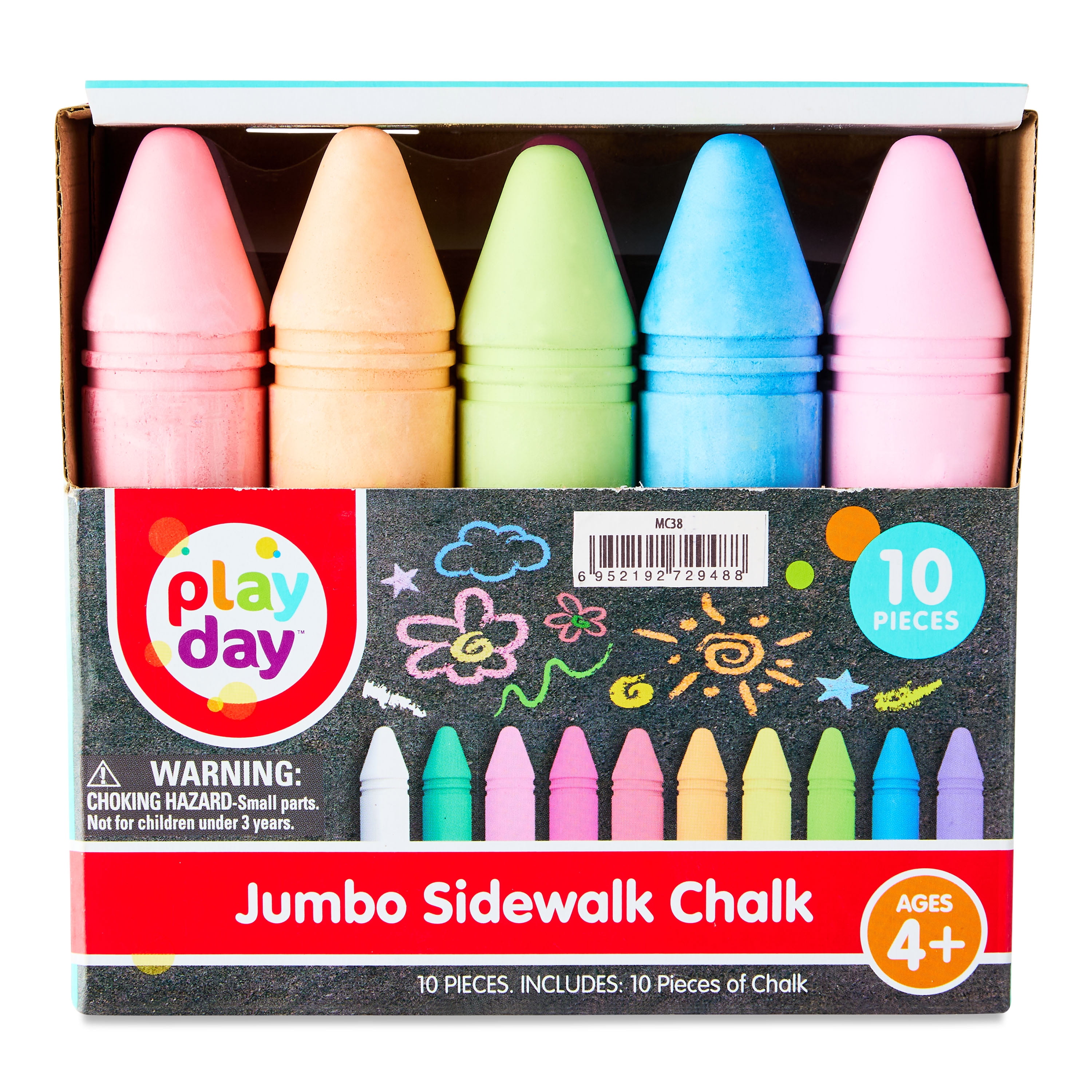 Play Day Jumbo Multicolor Sidewalk Chalk, 10 Count - Walmart.com