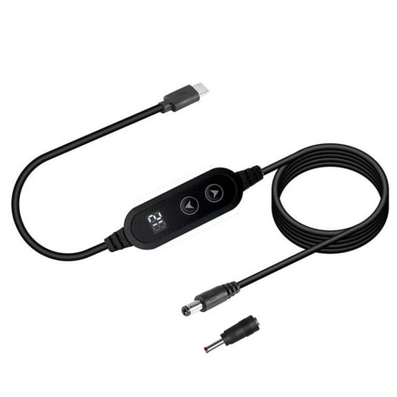 PD Compatible USB C To Dc5525 Power Cable 5V-20V Adjustable Voltages With Voltages Display for Surveillances Systems, Printers