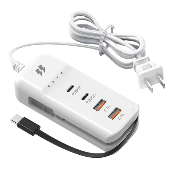 PD Fast Charging Power Strip, 2 USB C and 2 USB A Ports Multi USB Charger with Extension Cord, Universal Type C Charger Block for Phone and USB Devices