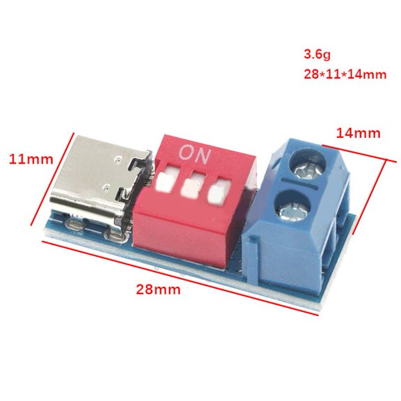 PD Fast Charging Power Supply Module 5V-20V DIP Switch Adjustable DC Voltage Trigger 100W Max With Type-C Input For Automation Motor Drives Reactors Blue Green(blue)