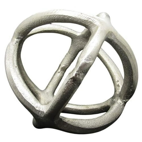 PD Home & Garden Cast 5 inch Silver Decorative Metal Orb Decor Balls for Accent Bowl Spheres Farmhouse Art