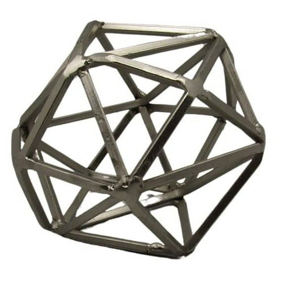 PD Home & Garden Cast 5 inch Silver Decorative Triangles Metal Orb Decor Ball for Accent Bowl Farmhouse Art Spheres