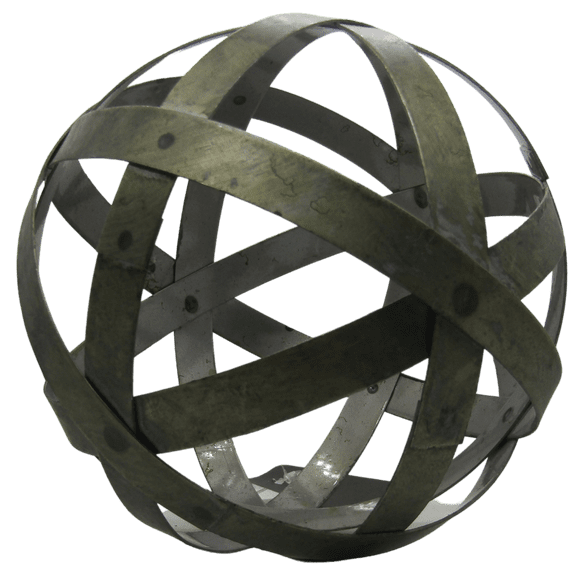 PD Home & Garden Wide Band Woven 6 inch Distressed Decorative Tin Metal Orb Decor Balls Accent Bowl Spheres Farmhouse Art