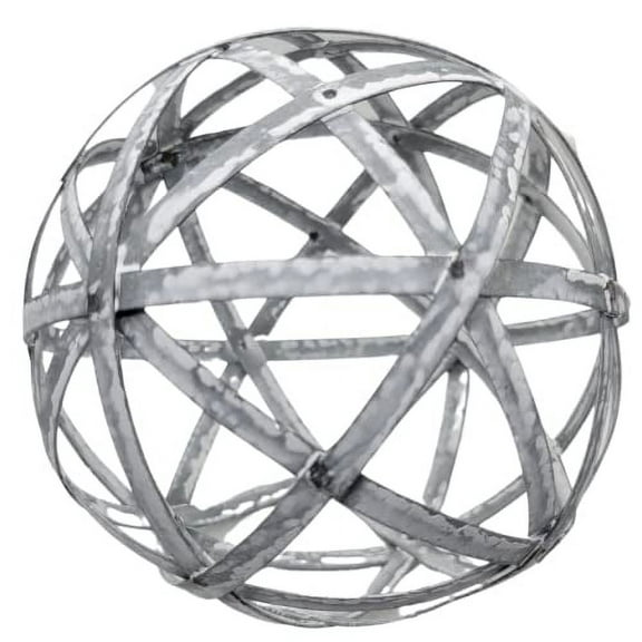PD Home & Garden Woven Decorative Metal Sphere Accent Ball 4 inch Diameter with White Distressed Accents