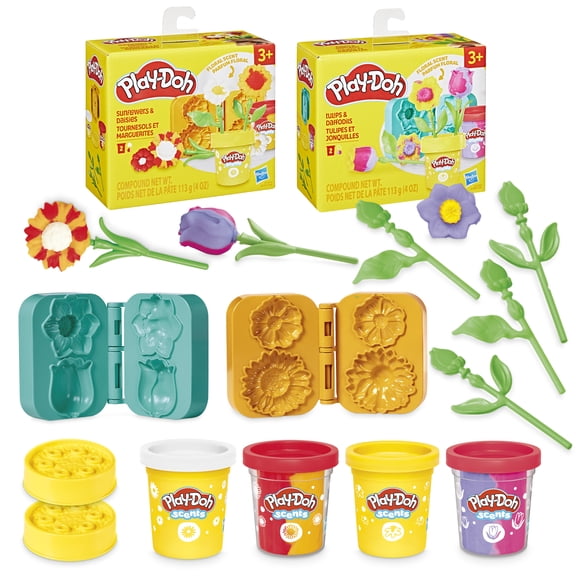 Play-Doh Lil Flowers 2-Pack Bundle, Preschool Toys, Arts & Crafts for Kids 3+