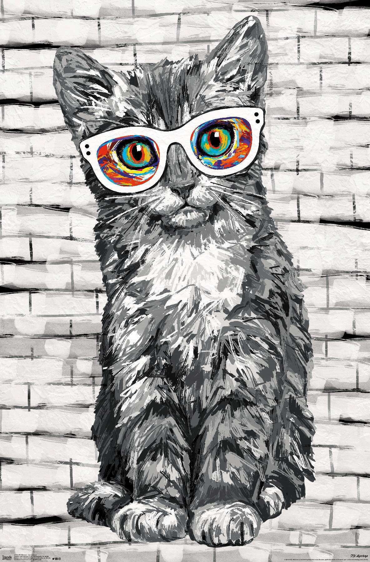 PD Moreno - Cat Glasses Wall Poster, 14.725" x 22.375"