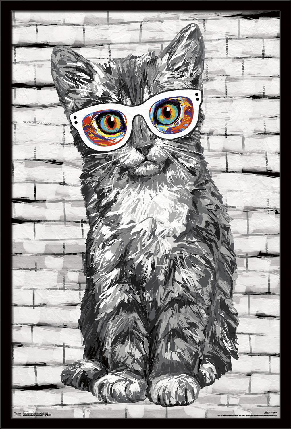 PD Moreno - Cat Glasses Wall Poster, 22.375" x 34", Framed