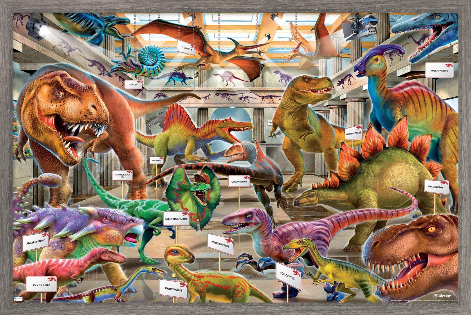 PD Moreno - Dinosaur Museum Wall Poster, 22.375" x 34" Framed