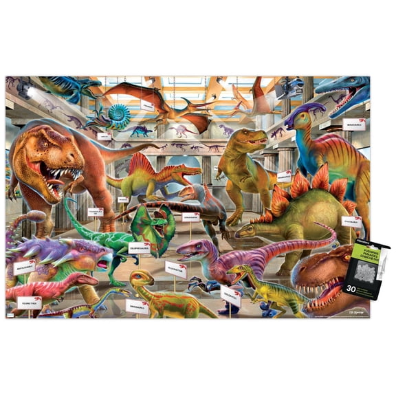 PD Moreno - Dinosaur Museum Wall Poster with Pushpins, 22.375" x 34"