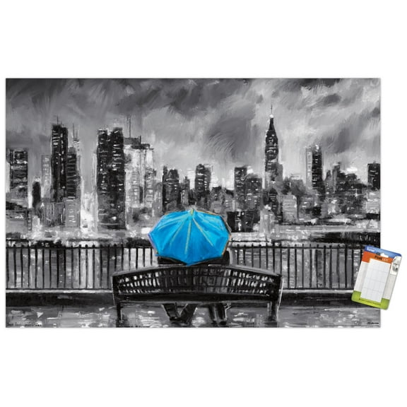 PD Moreno - Fine Art - Blue Umbrella Wall Poster, 22.375" x 34"