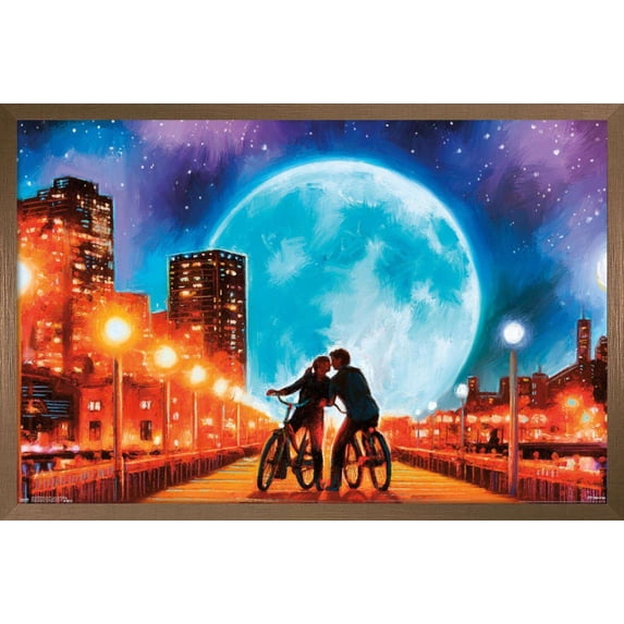 PD Moreno - Fine Art - Love by the Moon Wall Poster, 14.725" x 22.375", Framed