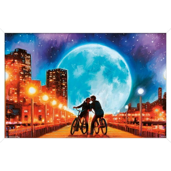 PD Moreno - Fine Art - Love by the Moon Wall Poster, 22.375" x 34", Framed