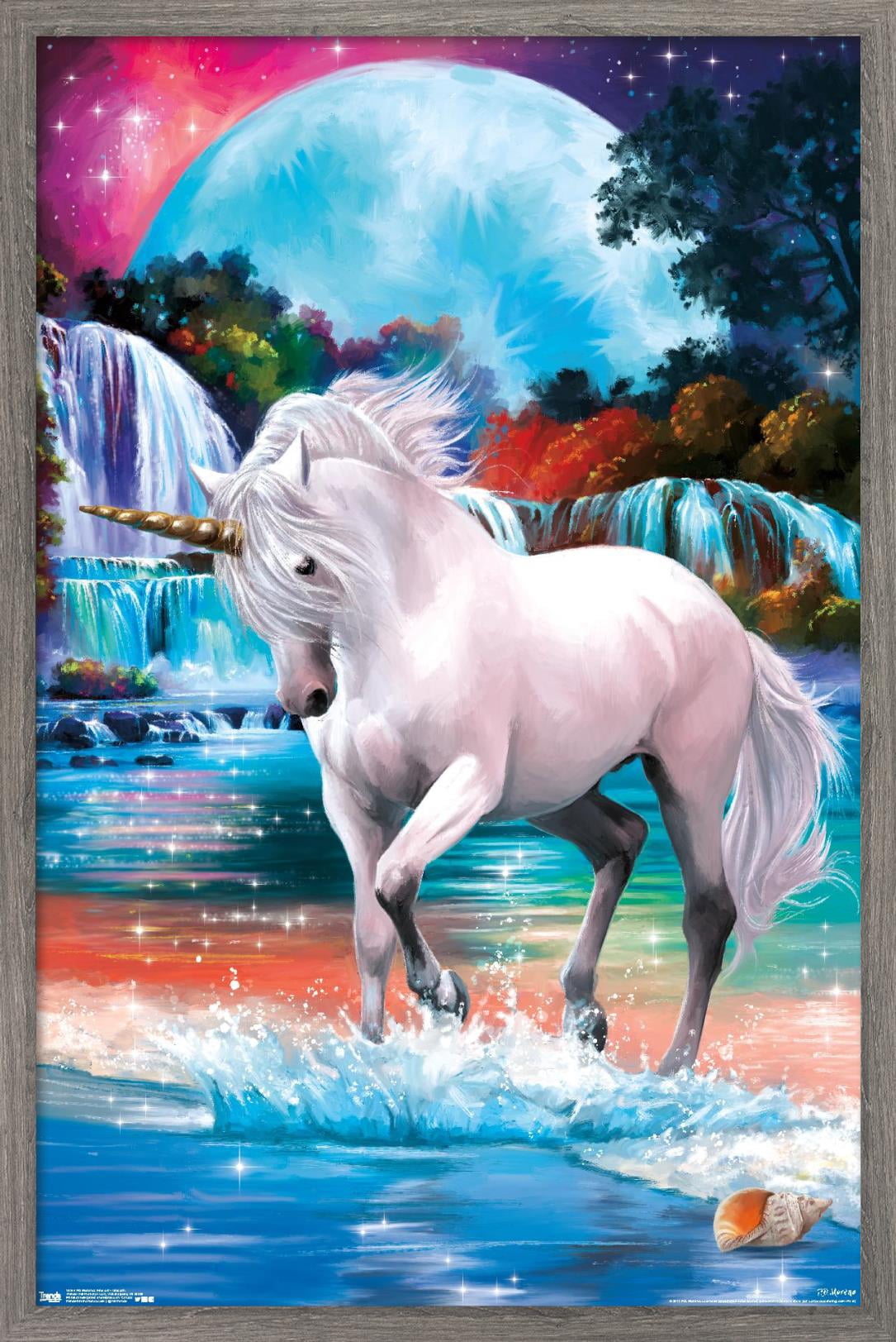 PD Moreno - Fine Art - Unicorn Wall Poster, 14.725" x 22.375" Framed