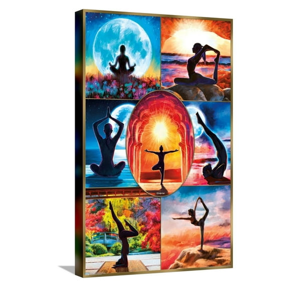 PD Moreno - Fine Art - Yoga Collage Canvas Wall Poster, 14.725" x 22.375"