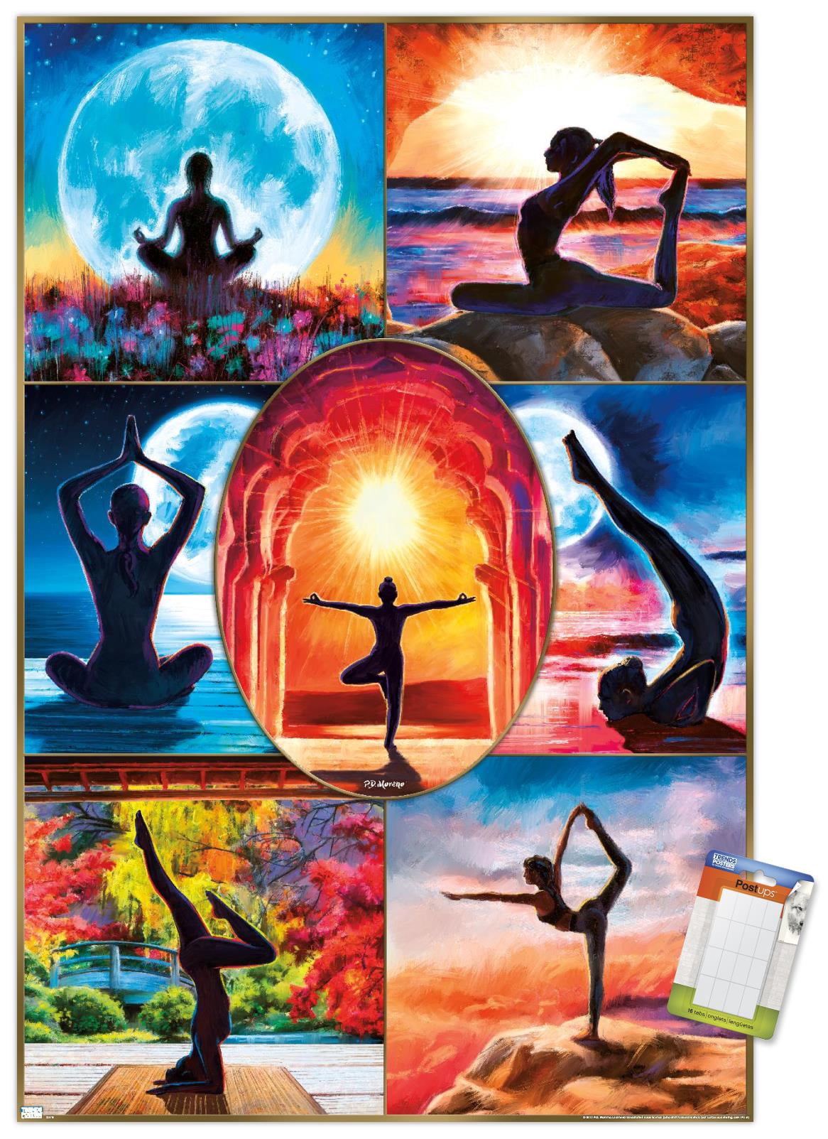 PD Moreno - Fine Art - Yoga Collage Wall Poster, 14.725" x 22.375"