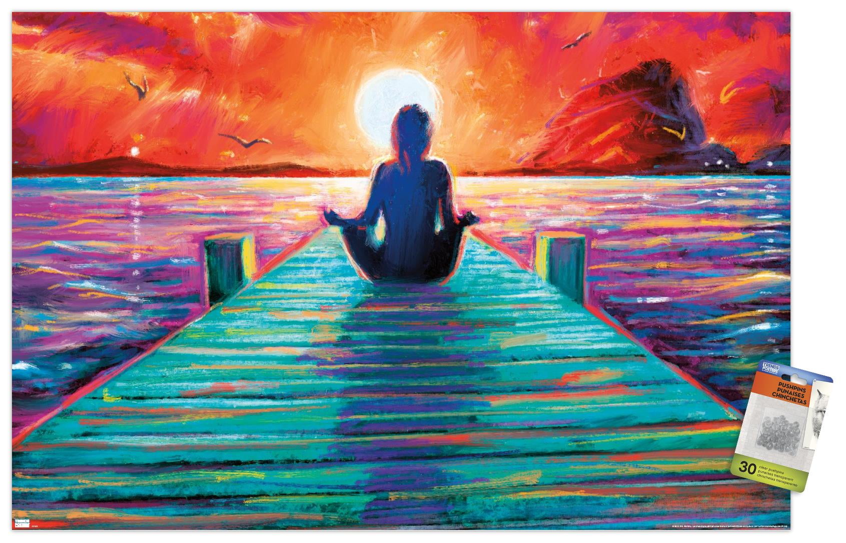 PD Moreno - Fine Art - Yoga Dock Wall Poster with Pushpins, 22.375" x 34"