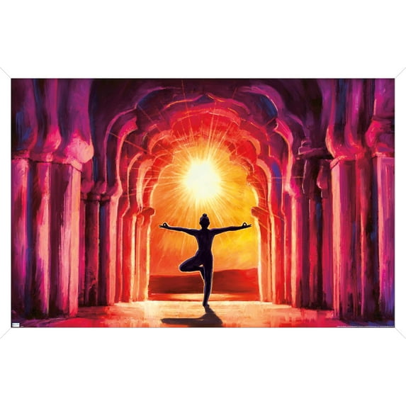 PD Moreno - Fine Art - Yoga Morning Sun Wall Poster, 14.725" x 22.375" Framed