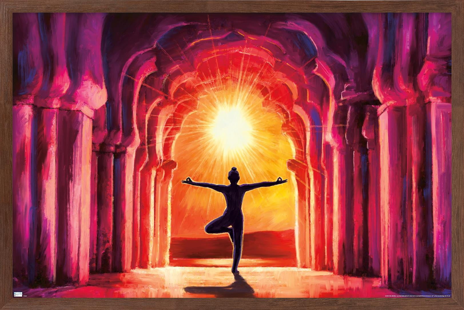 PD Moreno - Fine Art - Yoga Morning Sun Wall Poster, 14.725" x 22.375" Framed