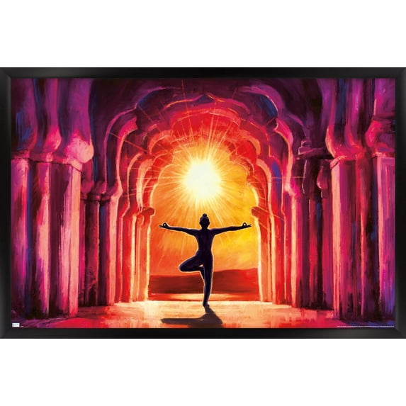 PD Moreno - Fine Art - Yoga Morning Sun Wall Poster, 22.375" x 34" Framed
