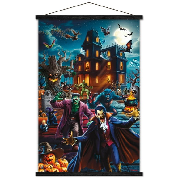PD Moreno - Halloween Monsters Wall Poster with Magnetic Frame, 22.375" x 34"
