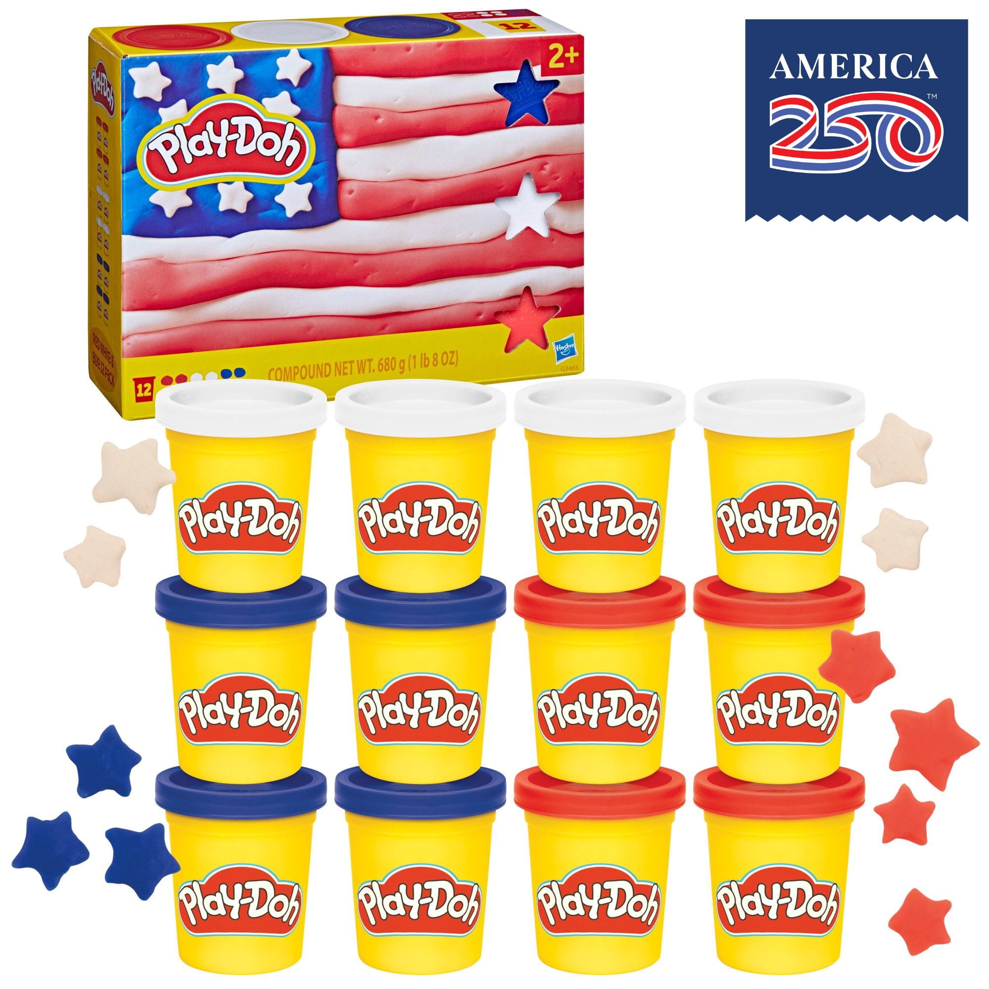 Play-Doh 12 Pack Red White and Blue 2 oz Cans, Creative Summer Activities for Kids, Patriotic Toys , Ages 2+