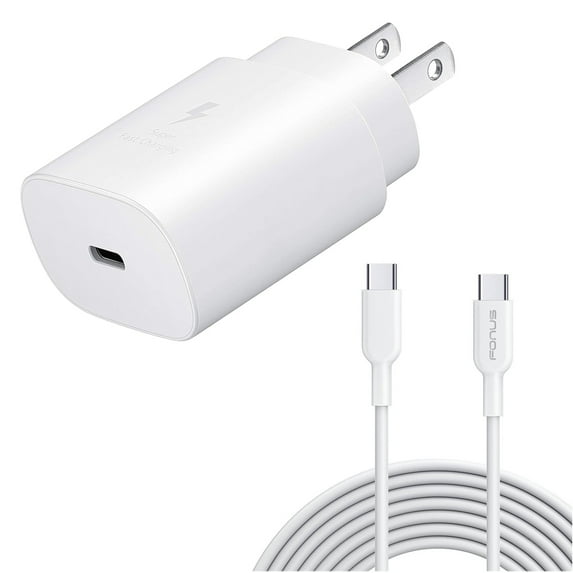PD Type-C 25W Fast Home Charger 10ft USB-C Cable Power Travel Wall Adapter for Alcatel 7, 3V (2019) - ASUS Zenfone V, ROG Phone 2, AR 6 - Blackberry Key2 LE - BLU G9 - CAT S48c