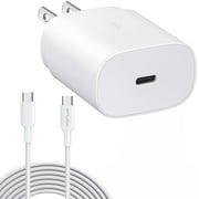 PD Type-C 25W Fast Home Charger 6ft USB-C كابل Power Travel Wall لـ LG V50 ThinQ 5G ، V40 ThinQ ، V35 ThinQ ، Q7 Plus ، G8X ThinQ ، G8 ThinQ ، G7 ThinQ, Stylo 6 5 4 Plus، K92 5G
