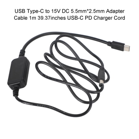 PD USB Charger 15V DC 5.5mm*2.5mm Adapter 1m 39.37inches Charging Cord