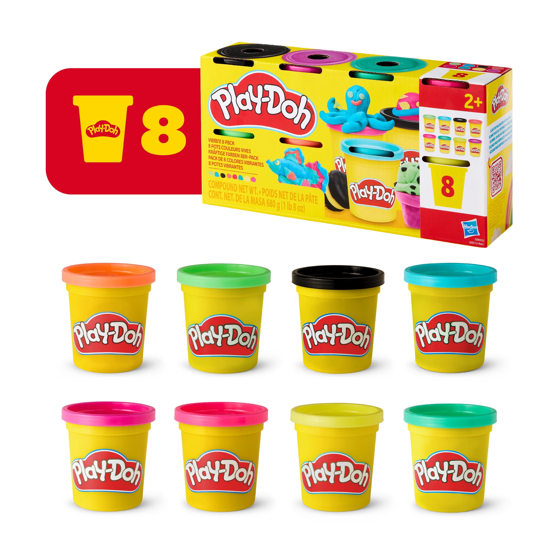 Play-Doh 8 Pack Vibrant Colors, 3 Ounce Cans, Arts & Crafts for