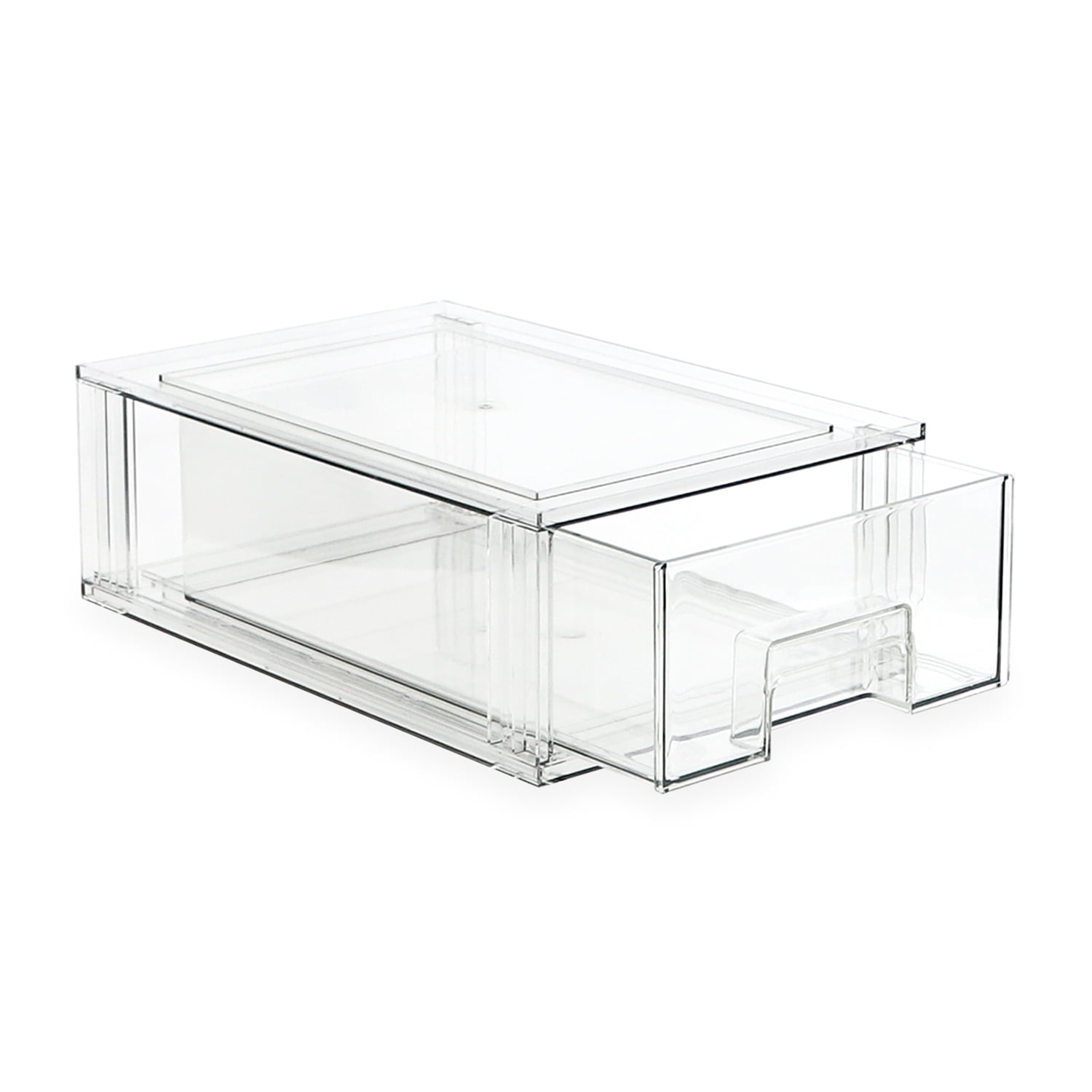 Isaac Jacobs Clear Drawer Organizer, Medium – Stackable Plastic Storage Bin for Kitchen, Bathroom, Office, Vanity, and Home Organization