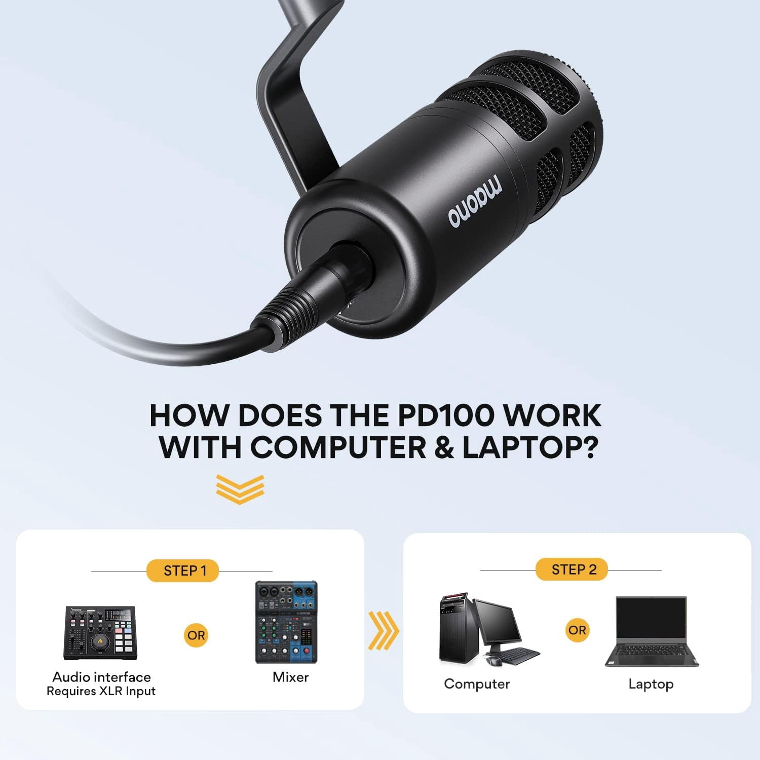 PD100X XLR Podcast Microphone with  Arm Stand - Cardioid Dynamic Mic Kit for Streaming Recording Voice-Over