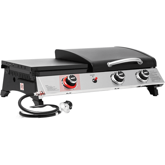 PD1305H 3 Burner Propane Gas Grill and Griddle Combo with Lid, 3-in-1 Grill Griddle Combo with 29,000 BTUs Output for Outdoor Cooking, 364 Sq. In. Cooking Area, Silver & Black