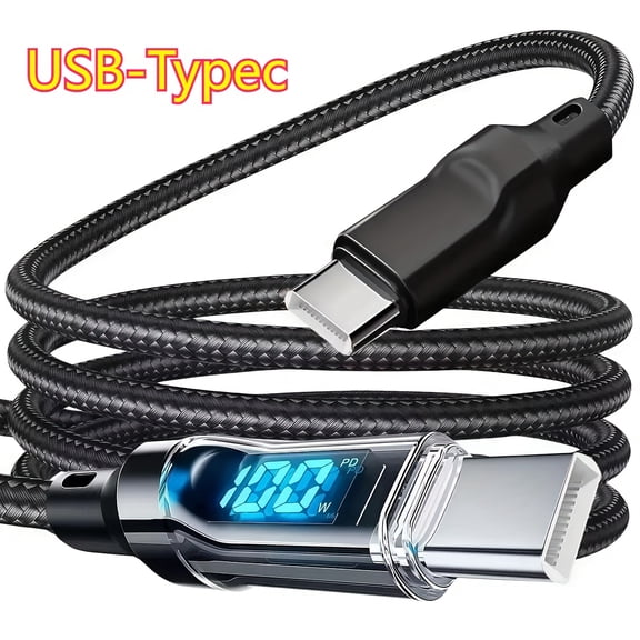 PD240W 5A USB C Type-C Super Fast Charging Cable Featuring LED Real-Time Display, Nylon Braided Data Cord Compatible with for iphone 16/15, Samsung, Xiaomi Redmi, And oneplus oppo