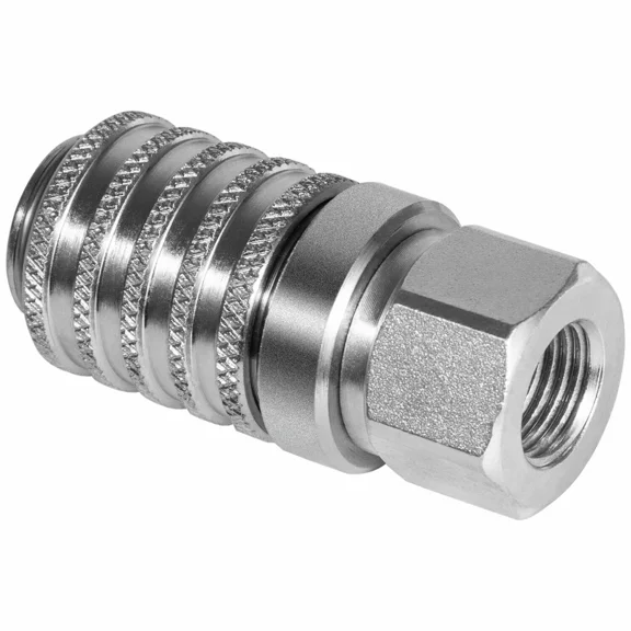 PD242 PD Series Steel Diagnostic Test Port Quick Coupler, 1/8" Body, 1/4"-18 NPTF Female Pipe Thread, 2.12" Overall Length